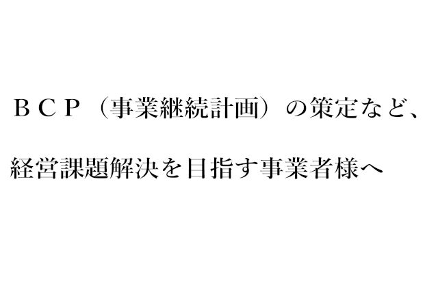 BCP（事業継続計画）の策定など、経営課題解決を目指す事業者様へ